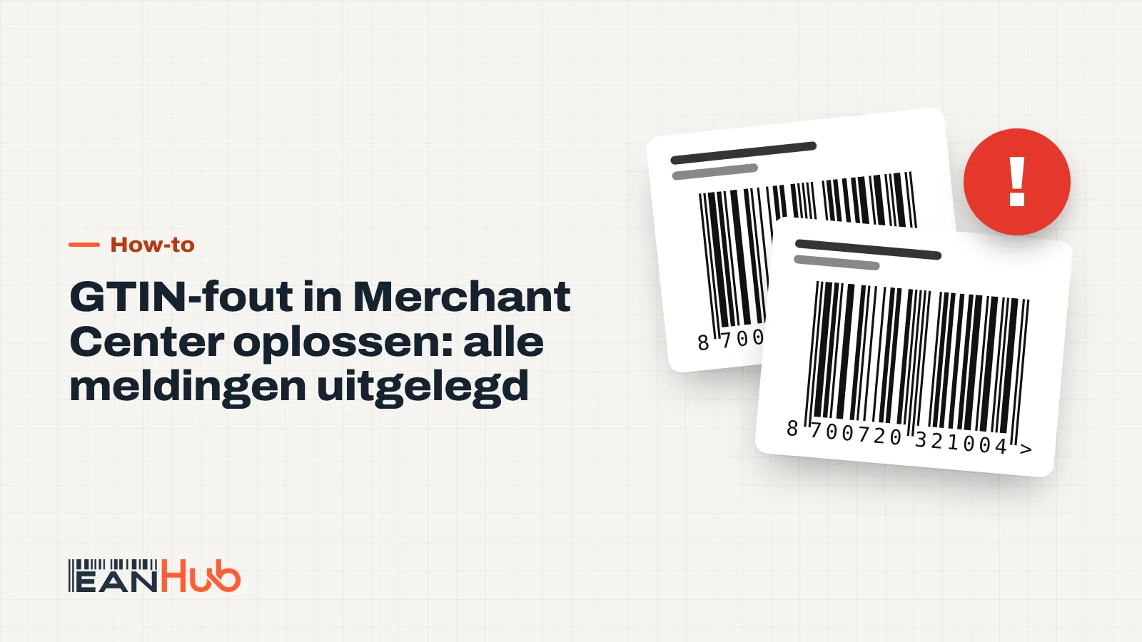 Waarschuwingsmelding over een ontbrekende GTIN naast een productoverzicht